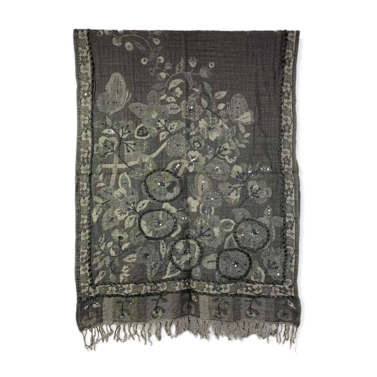 Chenson & Gorett – Cachecol - Mulher por atacado – Lenço Étnico Indiano de Lã com Paetês e Bordados10