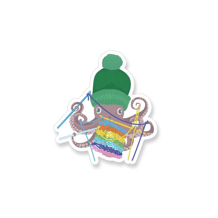 Apartment 2 Cards - Wholesale Sticker - Rainbow Crochet Octopus Vinyl Sticker