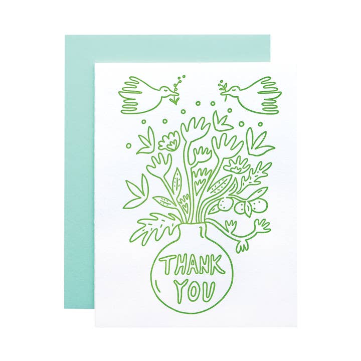 Tak Blomster (Grøn) Takkekort for engroshandel hos Ink Paper Crafts