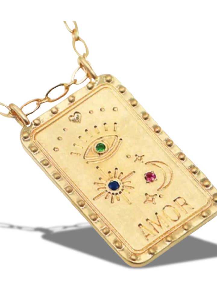 Collier Talisman d'Amour Œil Maléfique strass or 14K pour la vente par HoopLa