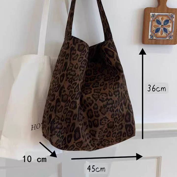 EmberLoom - Wholesale Tote Bag - Women's - Suede Leopard Print Vintage Chic Tote Bag1