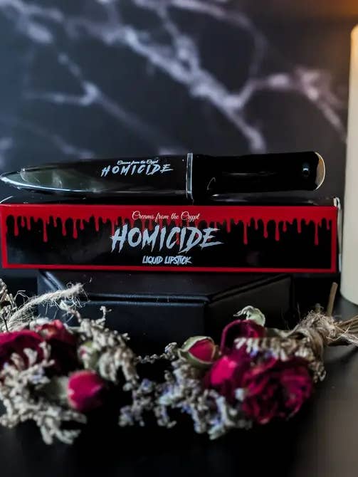 HOMICIDE - Knife shaped slasher liquid lipstick for wholesale by Crypt Cosmetics