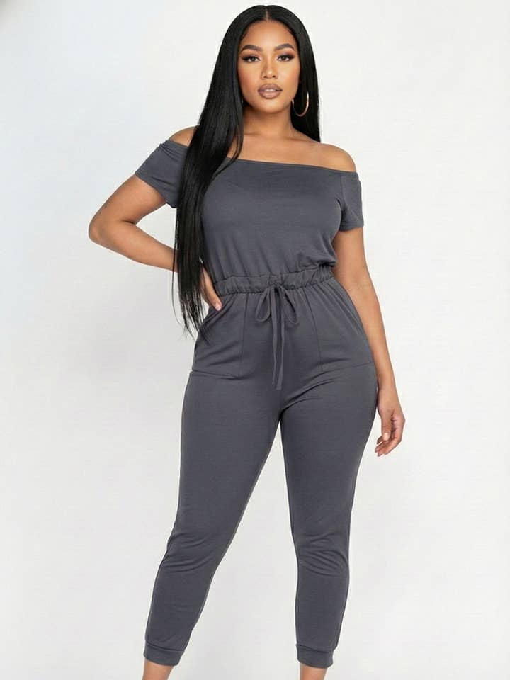 Two-way Shoulder Drawstring Jumpsuit for wholesale by CAPELLA APPAREL