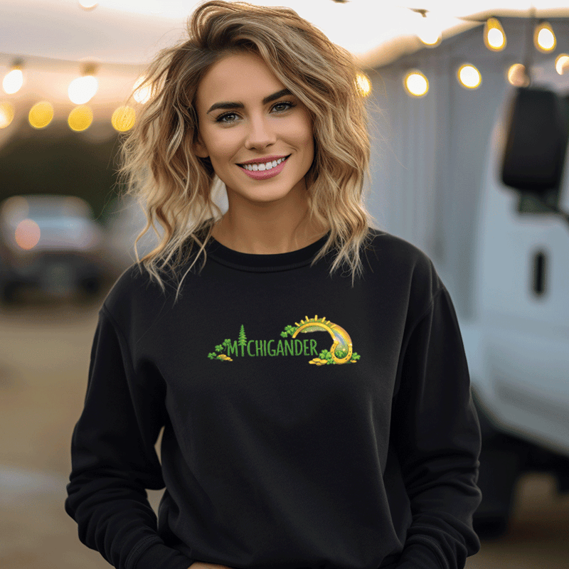 LIVNFRESH - Wholesale Graphic Sweatshirt - Women's - Lucky Michigander Relaxed Fit Classic Crew Unisex Sweatshirt2