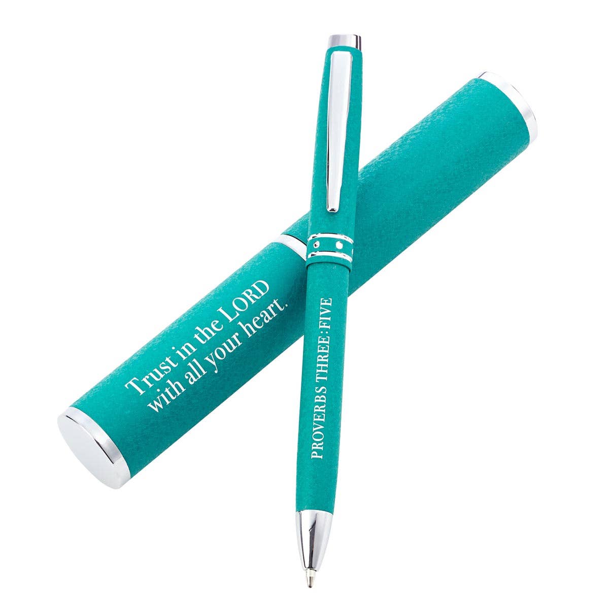 Christian Art Gifts - Wholesale Pen - Pen in Case Teal Trust in the Lord Prov. 3:51