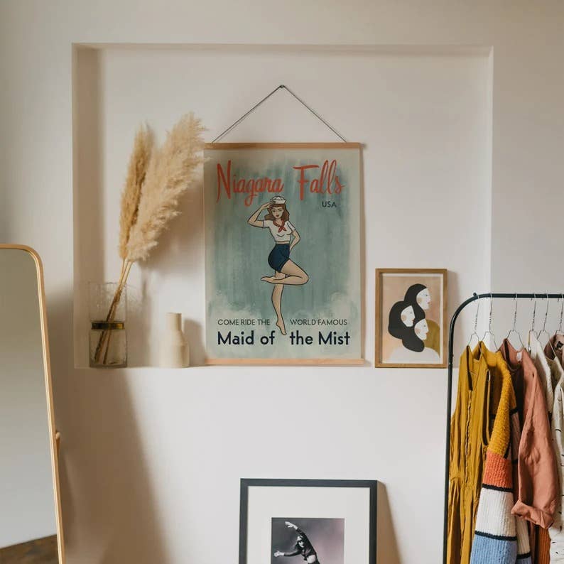 Molly Illustration - Wholesale Art Print - Niagara Falls Maid of the Mist Pin Up Art Print 9x12 inches1