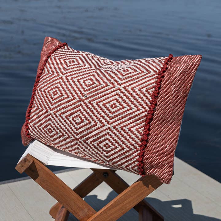 16x24 Waki Outdoor Indoor Geo Pillow Red for wholesale by Foreside Home & Garden