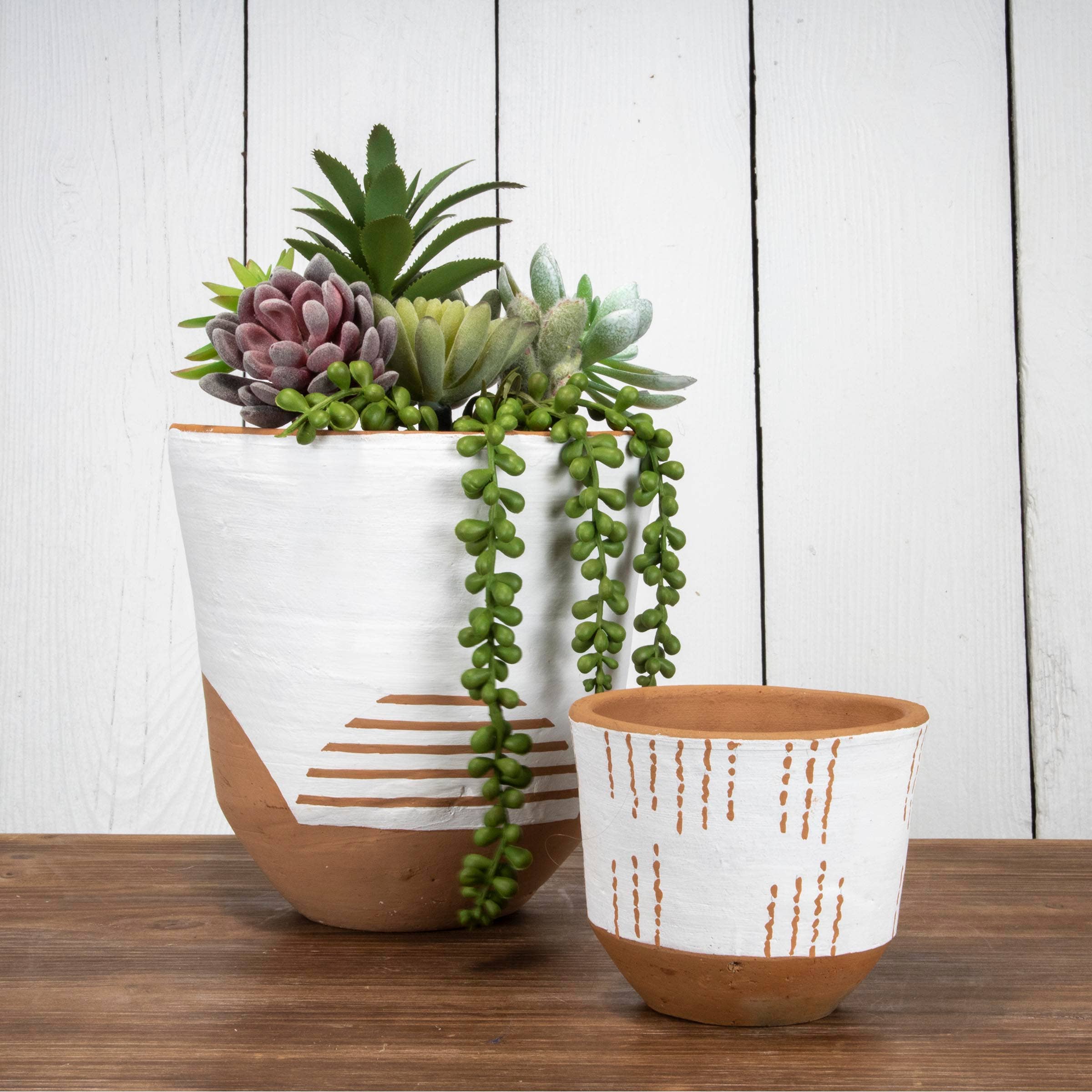 Foreside Home & Garden - Wholesale Plant Pot - Tala Boho White Garden Planter Pot Terracotta4