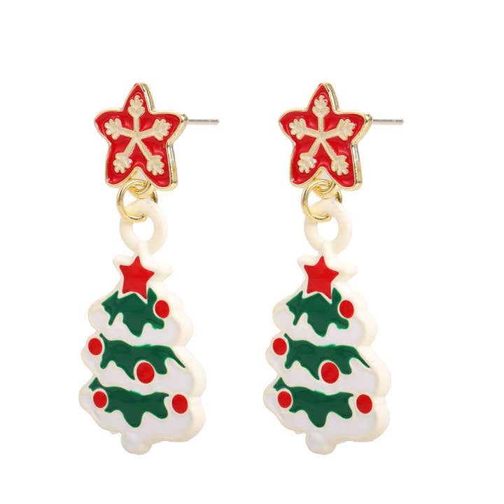 Christmas Earrings "X-mas trees" white and green for wholesale by Snazzy Santa