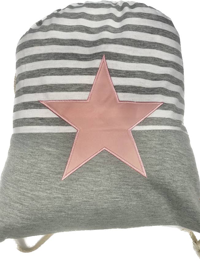 Sac à dos à rayures avec cordon de serrage et motif étoile pour la vente par Magic Touch Corp