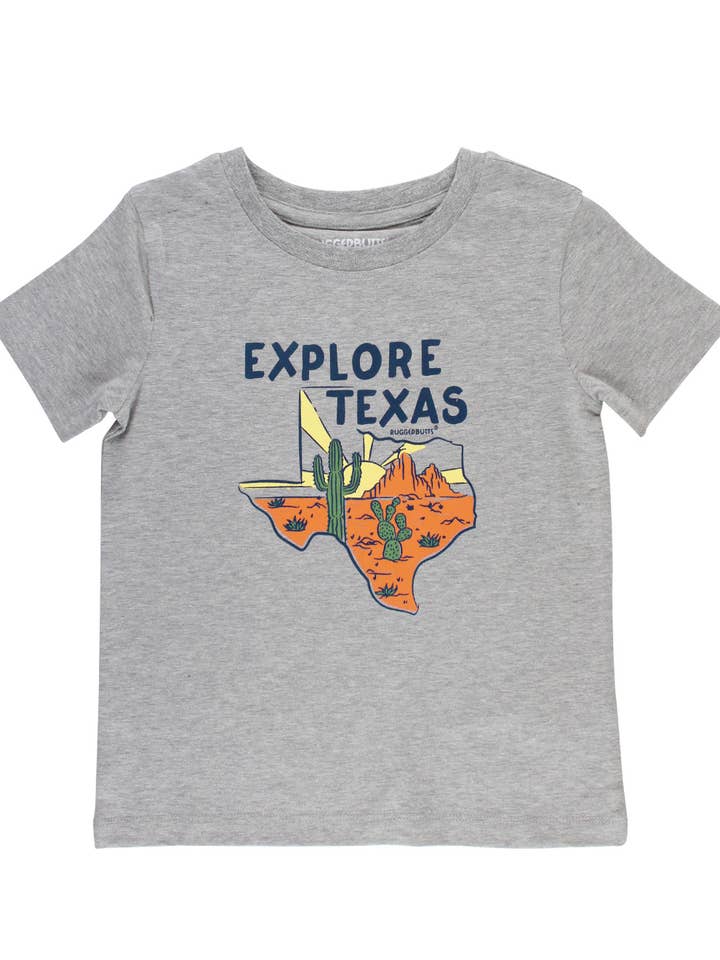 Camiseta gráfica de manga corta gris jaspeado para niños para venta al por mayor de RuffleButts + RuggedButts