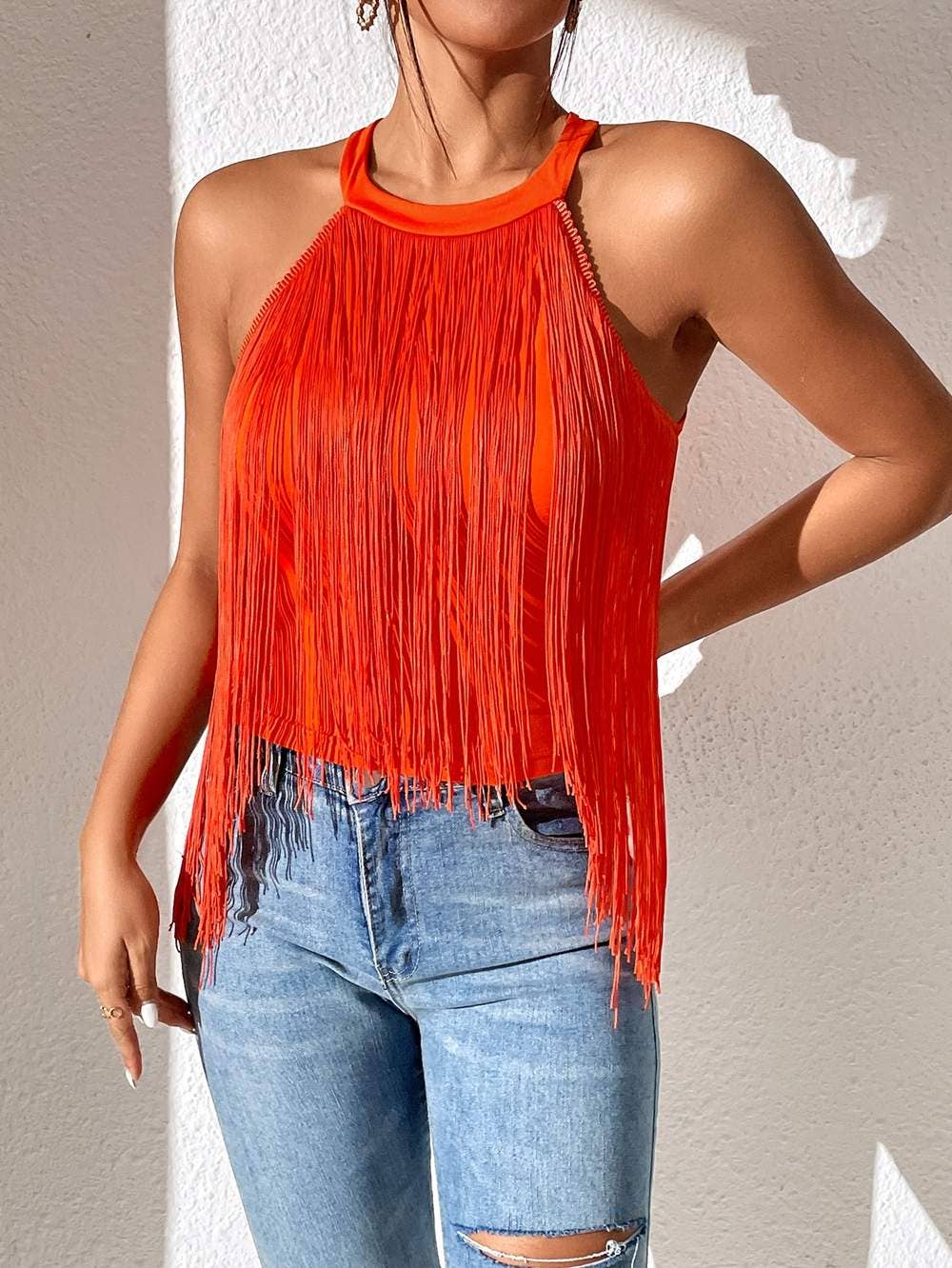 Queen Fashion - Wholesale Jumpsuit – Women's - solid fringe halter top5