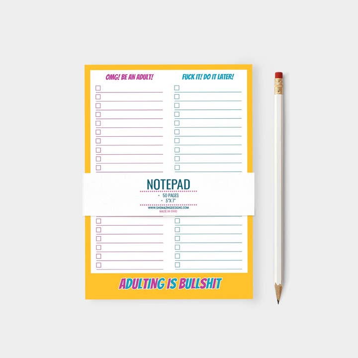 Funny Notepad / Adulting is Bullshit / swear sarcastic snark for wholesale by Shemazing Designs