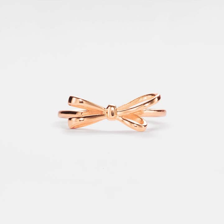 Perimade & Co. LLC - Wholesale Band/Stacked Ring - Dainty Bow Tie Stacking Band Ring in 925 Sterling Silver4