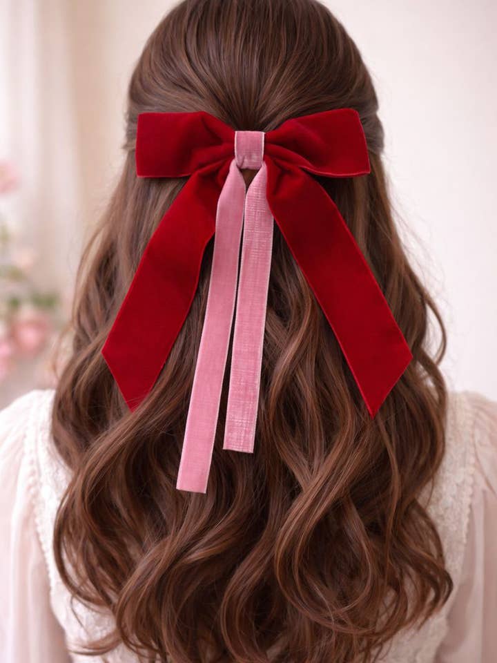 Valentinsdag Sløjfe Fløjl Rød og Pink Sløjfe for engroshandel hos Whim and Whimsy Gift Co.