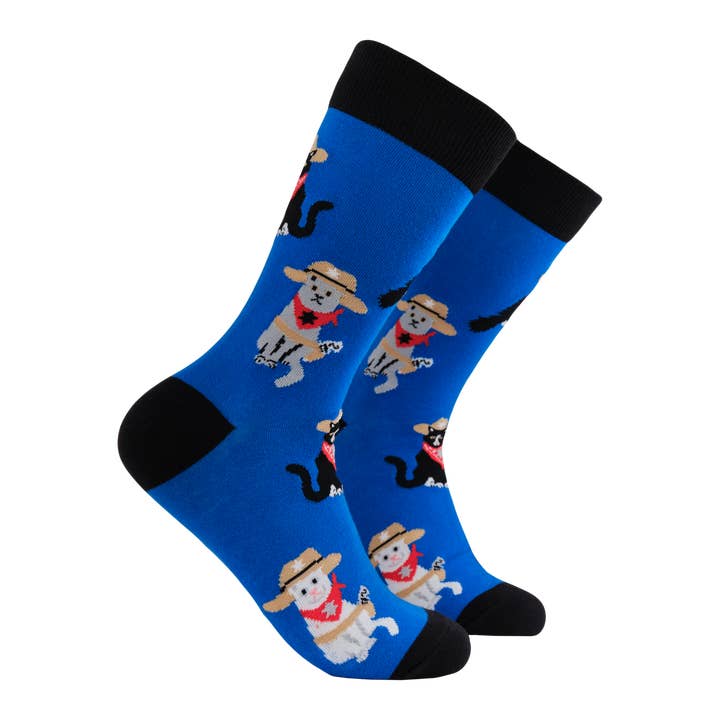 BLUE Cat Sheriff Socks - Meowdy Partner for wholesale on Faire