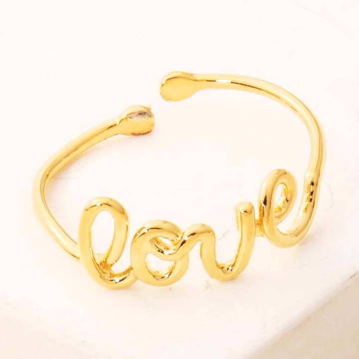 Anillo de amor escrito a mano bañado en oro para venta al por mayor de Anarchy Street