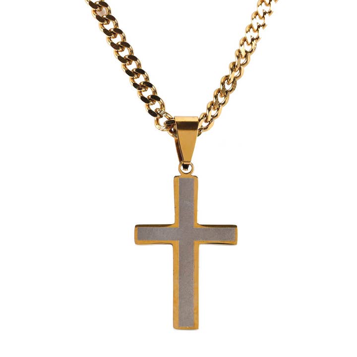 Necklace 2Tone Gold Plate Cross for wholesale by Magnolia