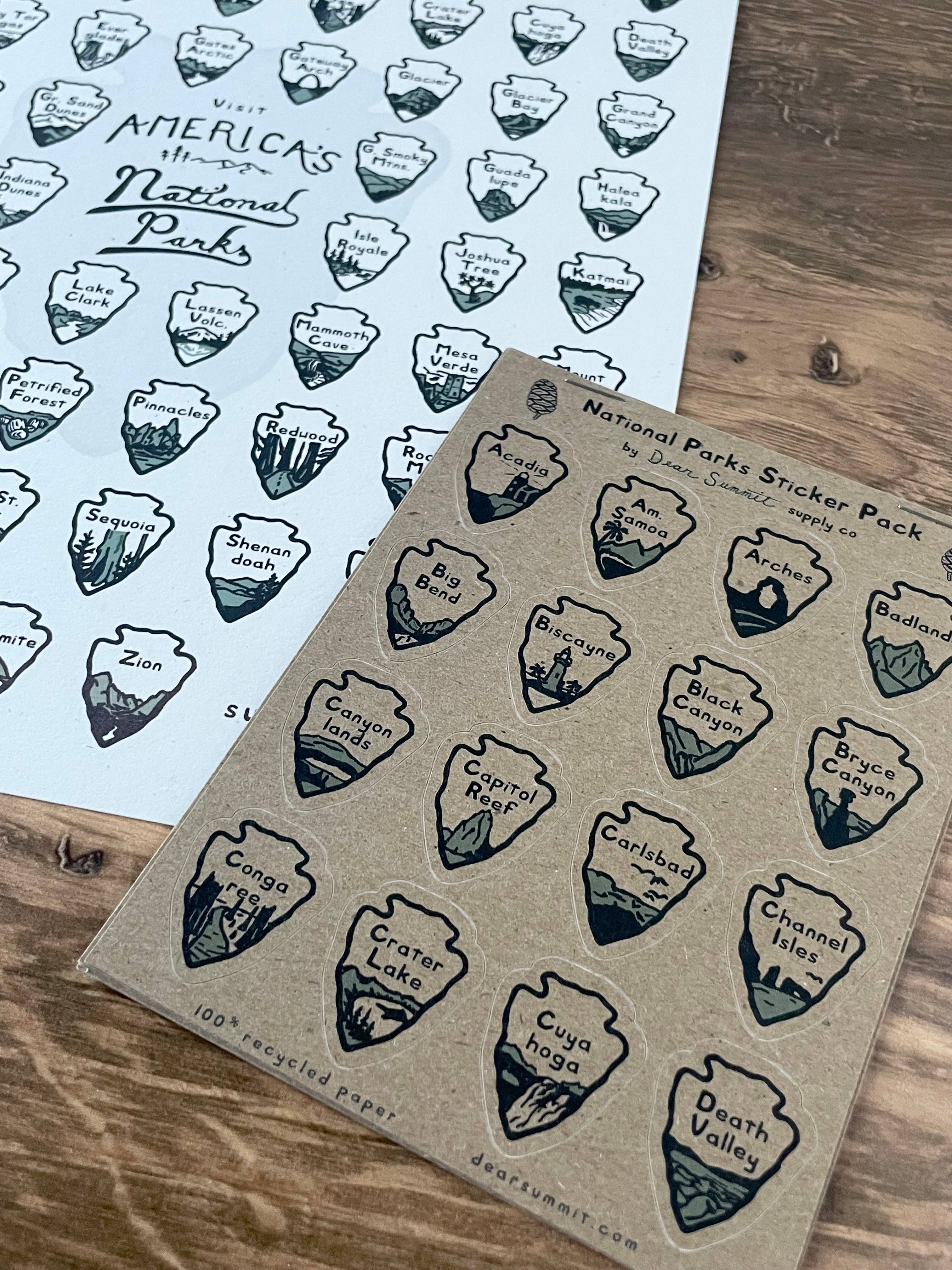 Dear Summit Supply Co - Wholesale Art Print - National Parks Sticker Checklist: Print + Sticker Pack2