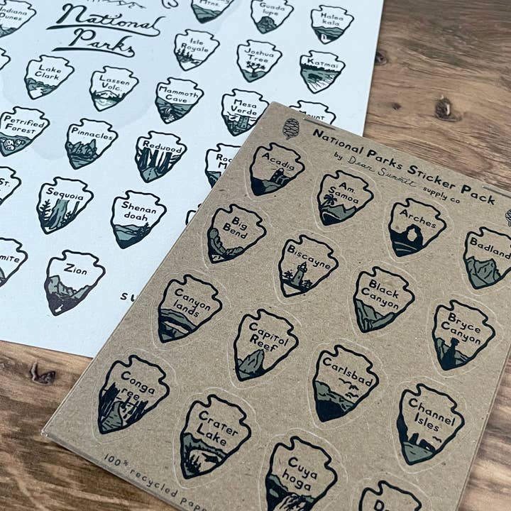 Dear Summit Supply Co - Wholesale Art Print - National Parks Sticker Checklist: Print + Sticker Pack2