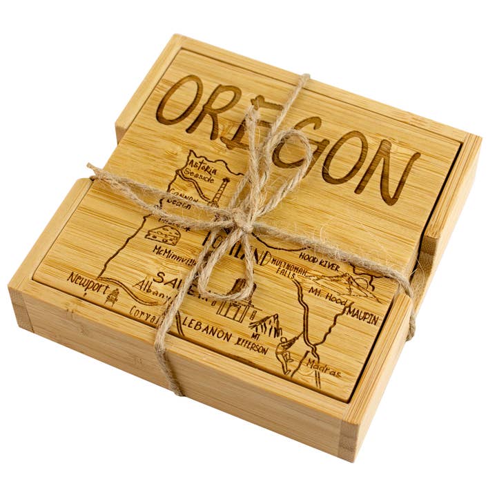 Totally Bamboo - Wholesale Coasters - Oregon Puzzle 4-Pc. Coaster Set with Case