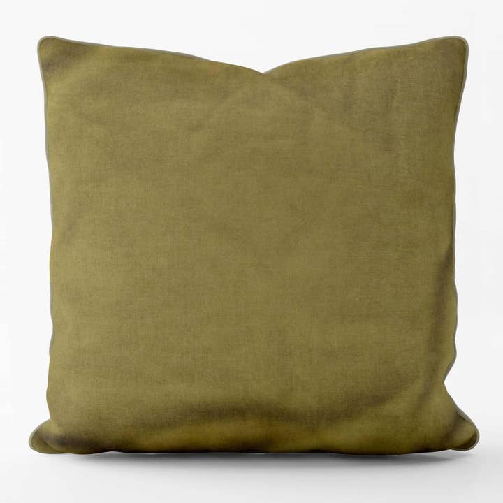 Velvet Velour Cushion Green Piped - Art Print Cushion for wholesale by ART CUSHIONS