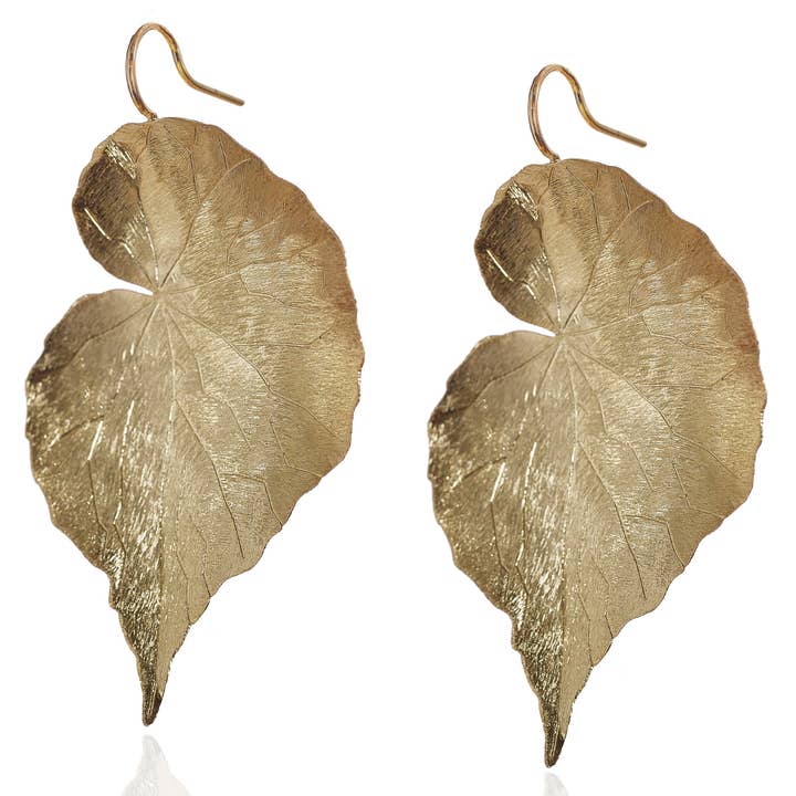 Coleção Botânica Brincos Pendentes de Folha em Vermeil de Ouro 18K por atacado de ABW Designs LLC