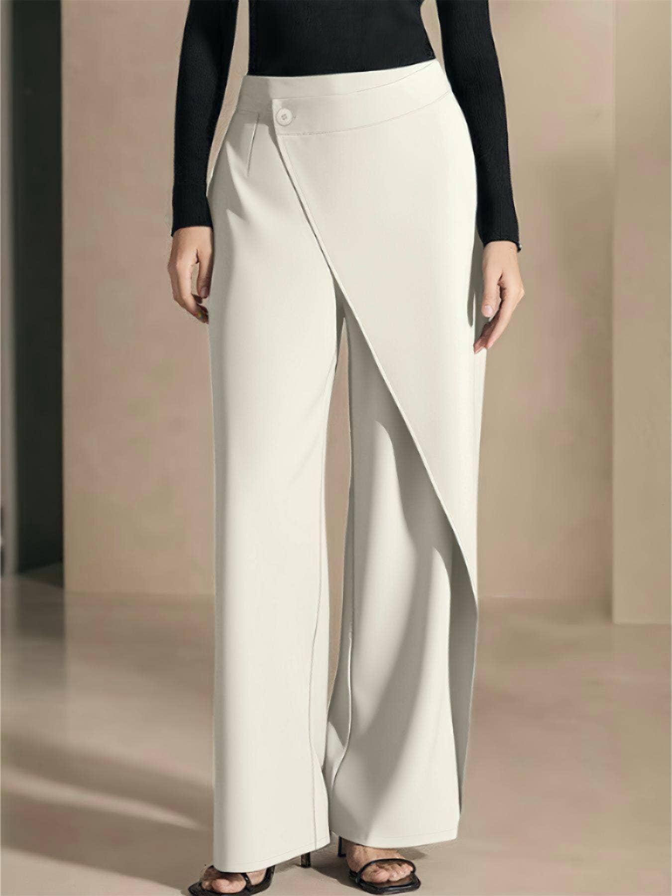 HIDDENBRAND - Wholesale Pants - Women's - High-waisted asymmetrical wide-leg suit pants4