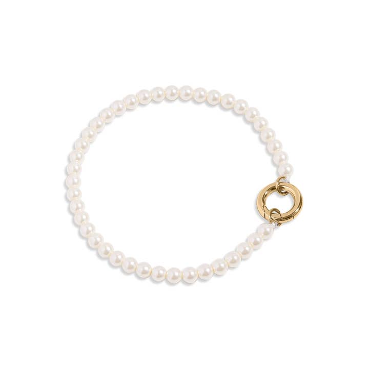 WJW - Wholesale Charm/Dangle Bracelet - Beaded Pearl Bracelet & Charm Keeper