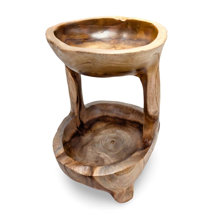 baligood - Wholesale Retailer Display - Home & Living - Double Tier Wood Caddy, Two-Tier Display Caddy , Fruit Caddy, Shower Caddy, Natural Wood Caddy, Organic Wood Caddy, Bath4