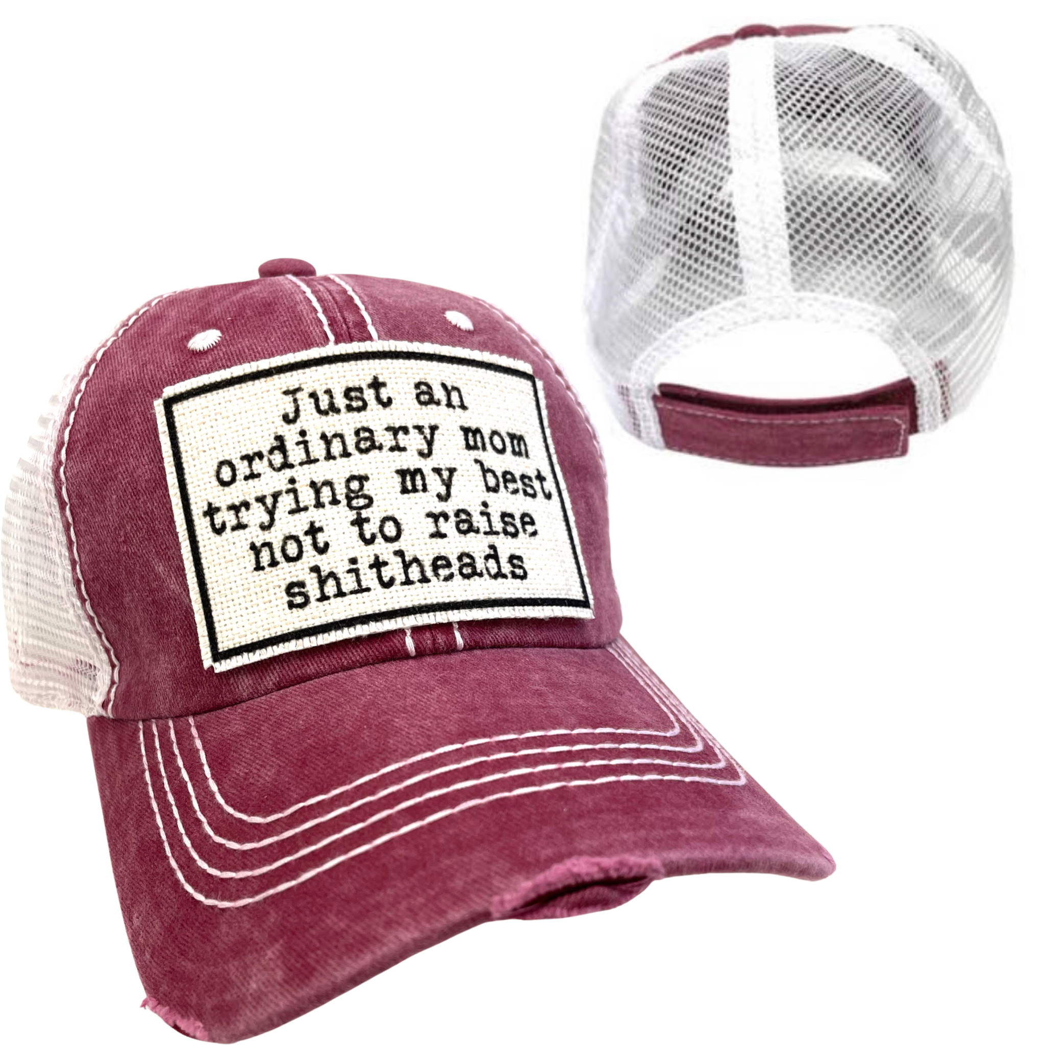 dkhandmade - Wholesale Trucker Hat - Women's - MOM TRYING NOT TO RAISE SHITHEADS | WOMAN'S HAT | DISTRESSED5