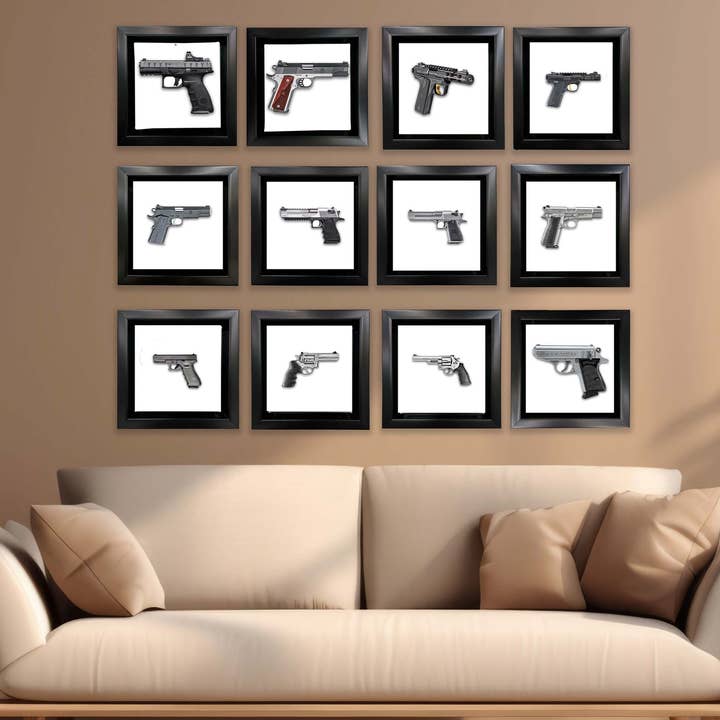 GTA ART - Wholesale Gallery Wall Set - Set of 12 Mini Framed Fine Art Gun Canvases2