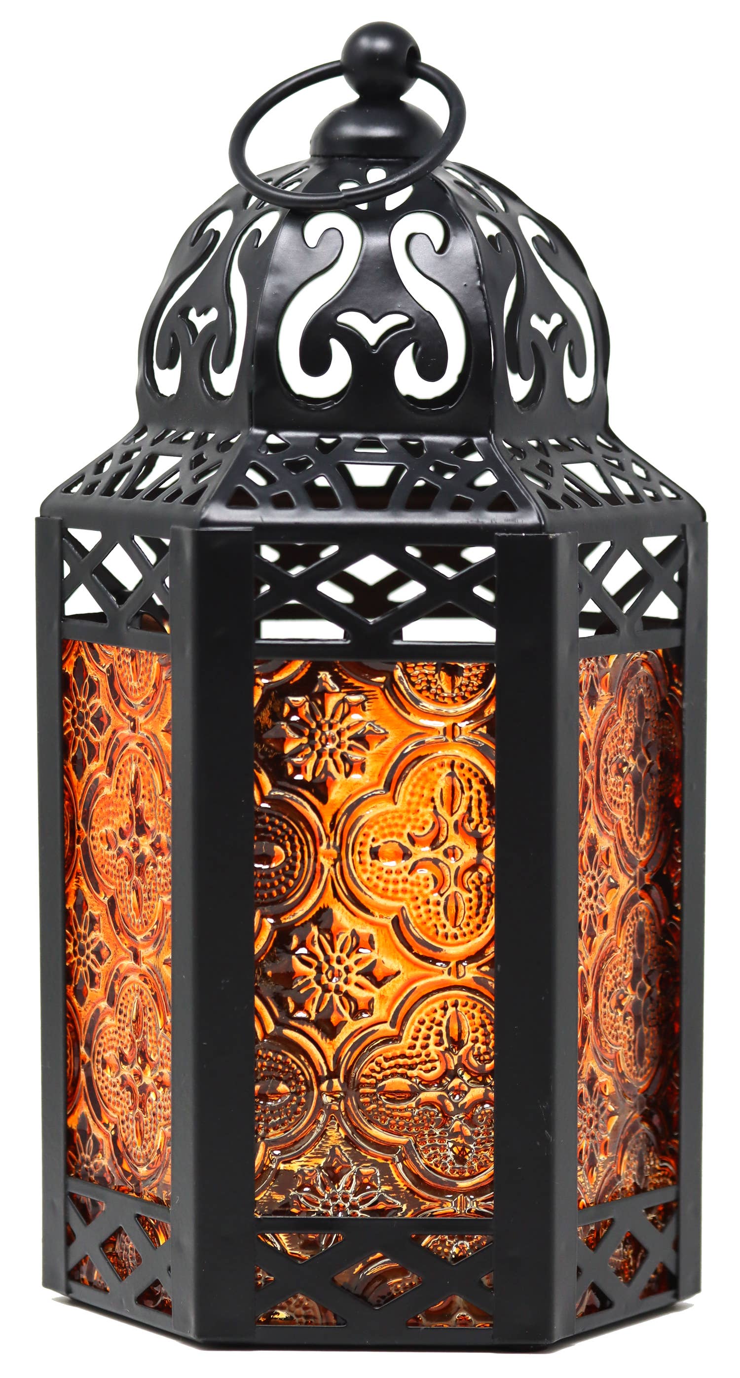 WholesaleMart - Wholesale Candle Holder - Amber Moroccan Candle Lantern Holder, Small2