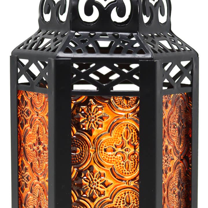 WholesaleMart - Wholesale Candle Holder - Amber Moroccan Candle Lantern Holder, Small2