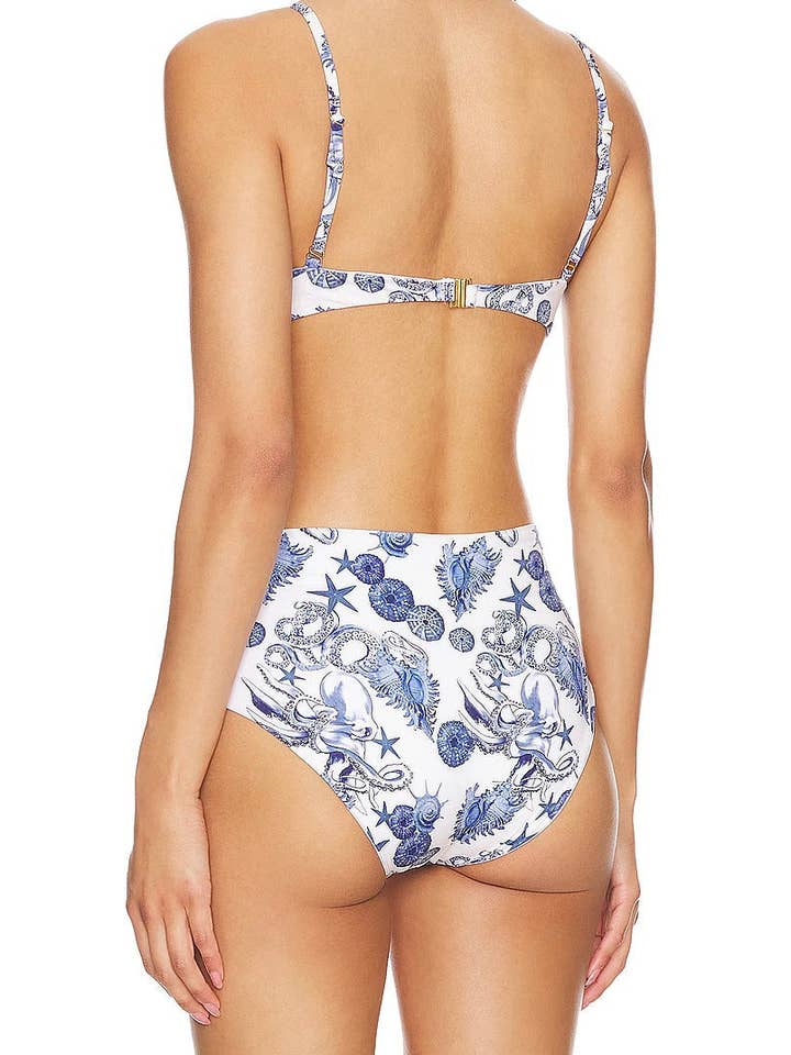 OceanusSwim – wholesale Swim bottoms – Women's – Bruna High Rise Premium Bikini Bottom Blue and White2