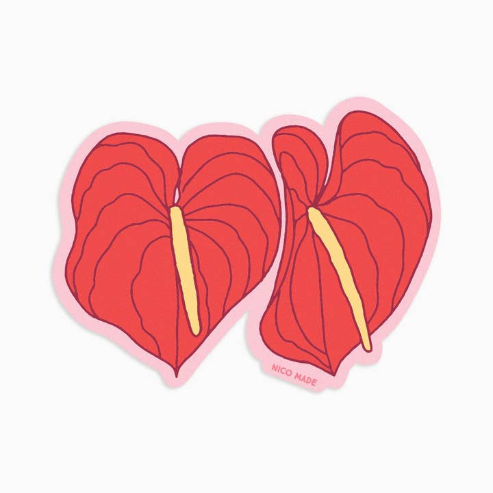Red Anthuriums • Sticker for wholesale by Nico Made by Nicole Ferrara
