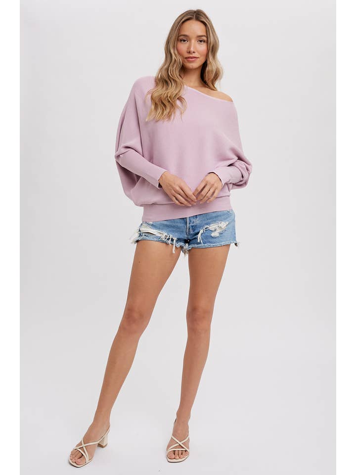 Bluivy - Wholesale Knit Sweater - Women's - ASYMMETRICAL OPEN SHOULDER DOLMAN PULLOVER6