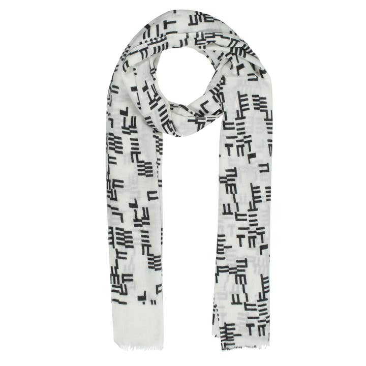 Black and White Geometrical Print Lightweight Scarf for wholesale by Miniapparels