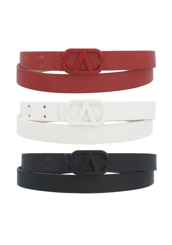 anbfashion – wholesale Belt – Women's – COLOR METAL V BUCKLE BELT 3 PC SETB 3IW-222190