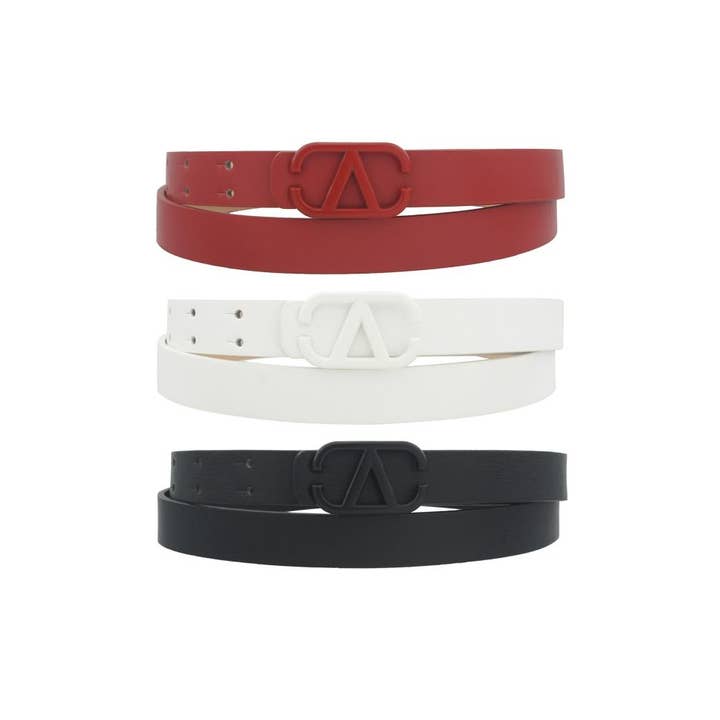 anbfashion – wholesale Belt – Women's – COLOR METAL V BUCKLE BELT 3 PC SETB 3IW-22219