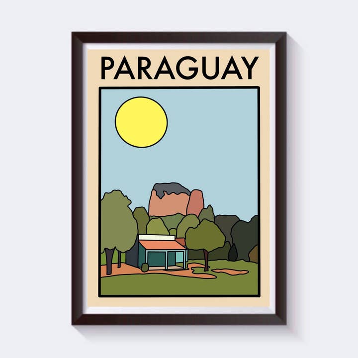 Minimalistisk Paraguay Travel Print - Fås i 6 størrelser for engroshandel hos 2 Sisters