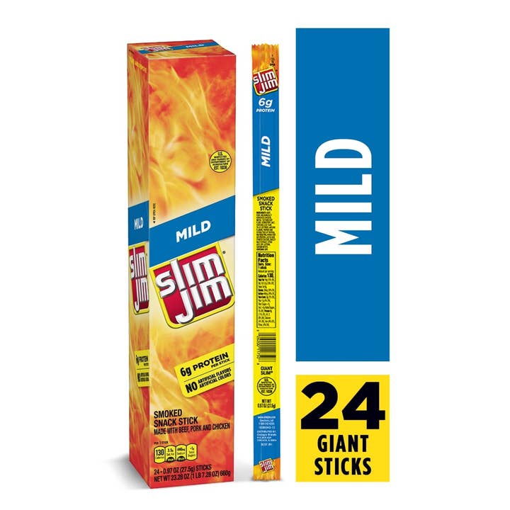 Snacks au bœuf Slim Jim Giant MILD 0,97 oz - 24 carats pour la vente par I Got Your Candy