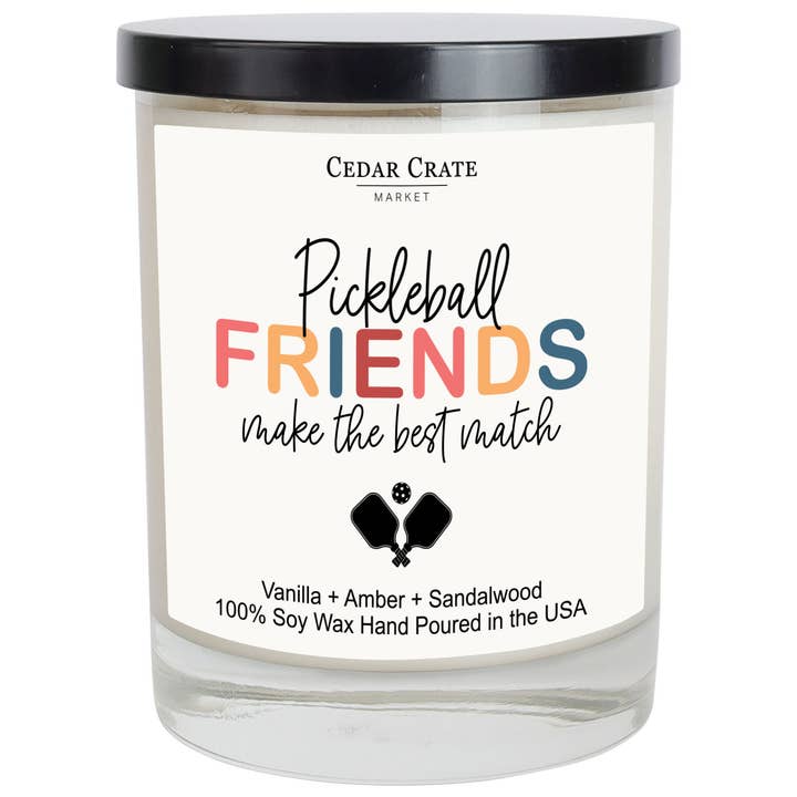 Pickleball Friends Make The Best Match White Candle for wholesale by Cedar Crate Market