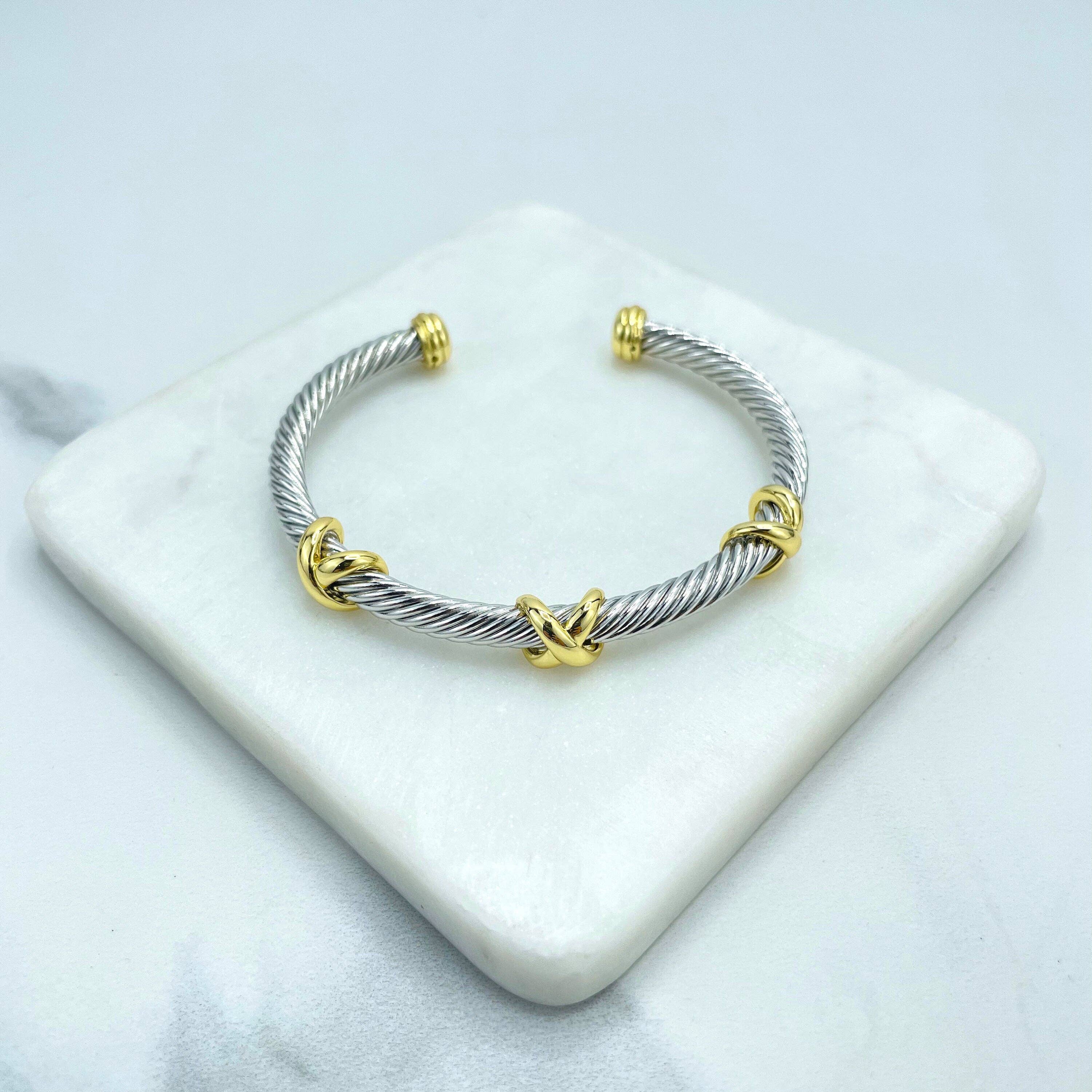 DIJU Jewelry - Wholesale Cuff Bracelet - 18k Gold Filled & Silver Filled Cable Cuff Bracelets0