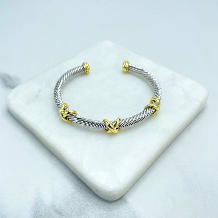 DIJU Jewelry - Wholesale Cuff Bracelet - 18k Gold Filled & Silver Filled Cable Cuff Bracelets