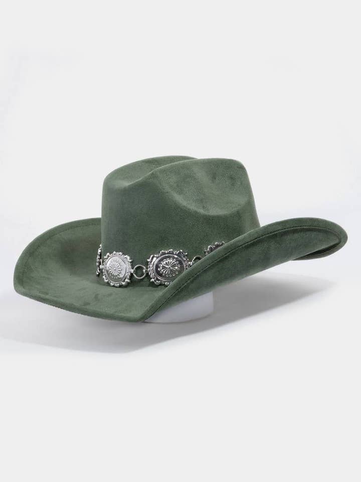 Metallic Concho Chain Cowboy Hat for wholesale by Texas Life Outfitters