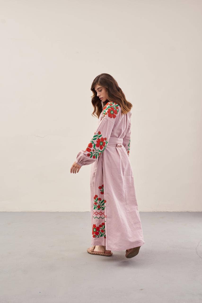 Handmade Originals Ukraine - Wholesale Dress - Women's - Embroidered Dress Paris Bouquet Pink4