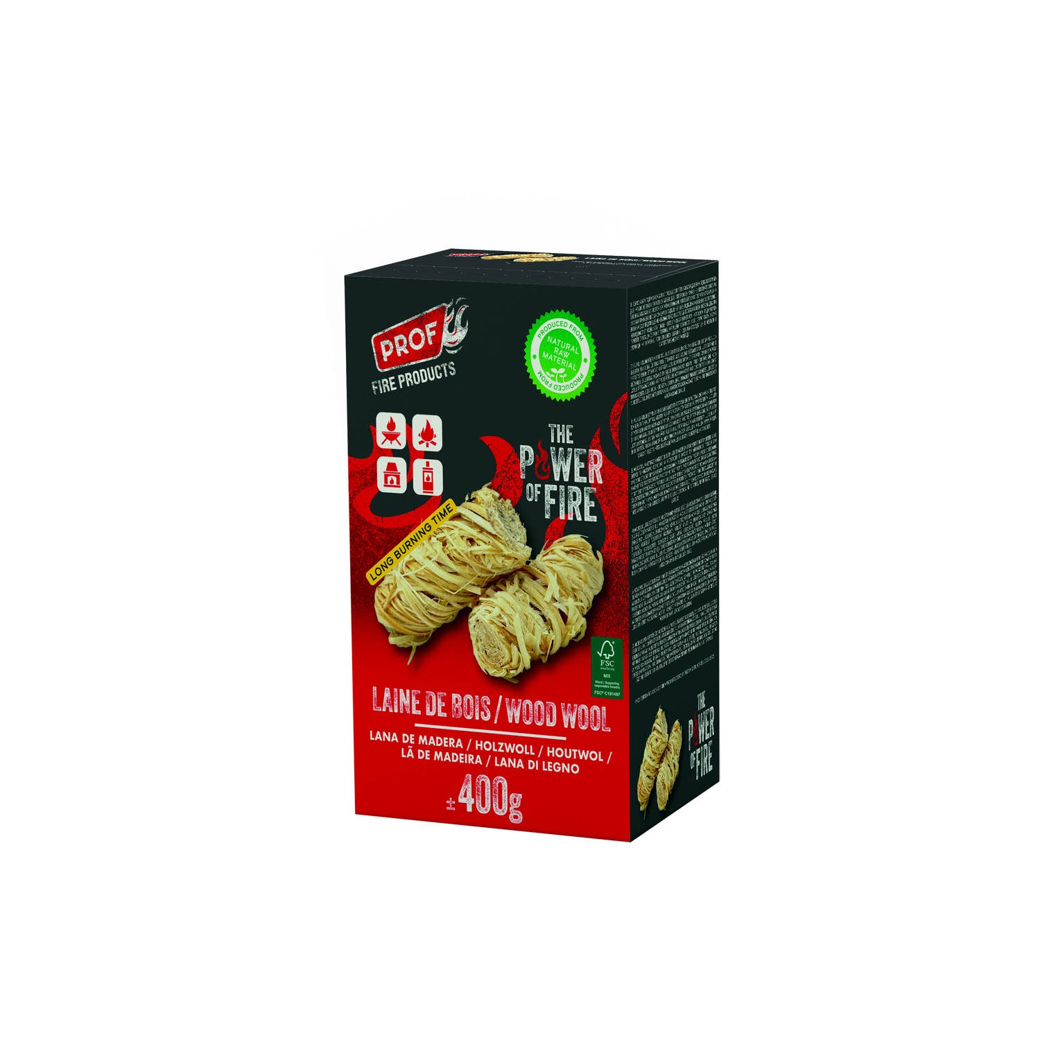 PROF - Wholesale Lighter - Wood Wool Firelighters with Wax - Ecological - 32 Cubes