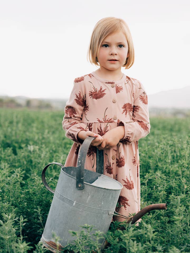 Kleid mit Knopfleiste — Herbst-Chrysantheme für den Großhandel von City Mouse Studio