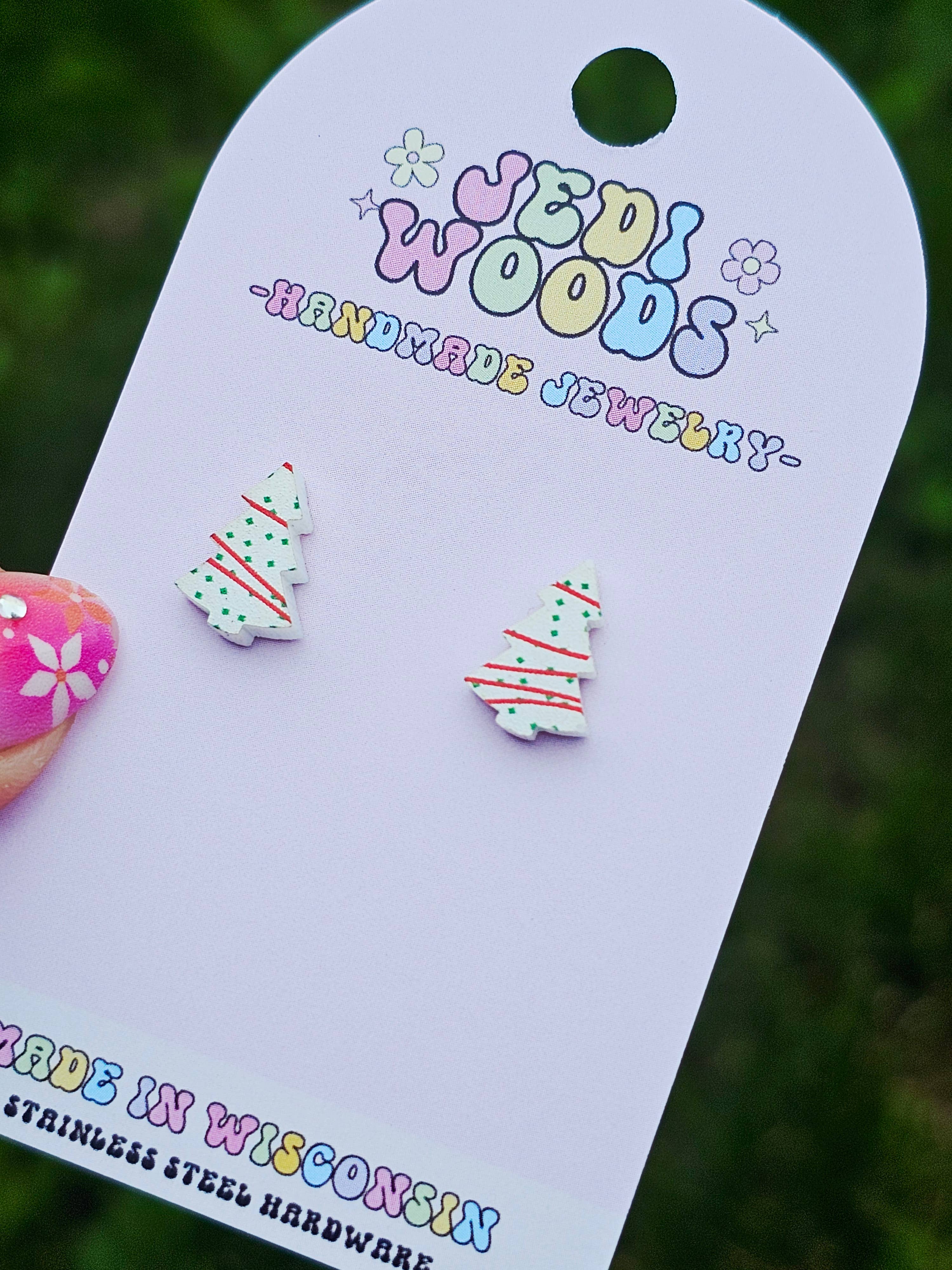 Jedi Woods LLC - Wholesale Stud/Post Earrings -  L. Debbie Xmas Cake Earrings  - Tiktok VIRAL Product!4